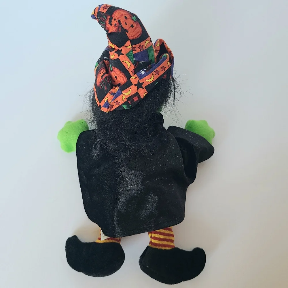 Whimsical Chosun Halloween Witch Plush Stuffed Doll Shelf Sitter Pumpkin Toy Vtg